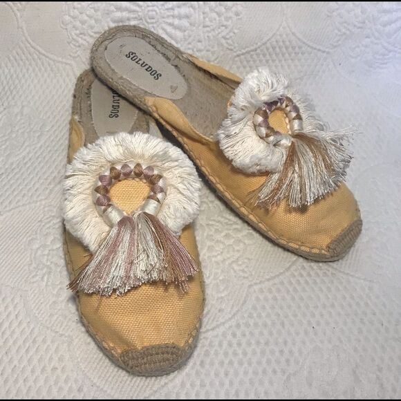 Soludos yellow canvas kiki tassle mules 7.5 - Picture 2 of 7